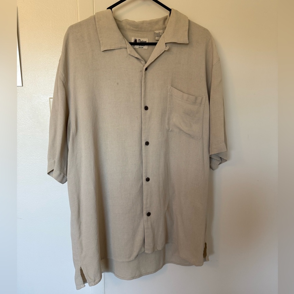Vintage 100% Silk Beige Textured Shirt